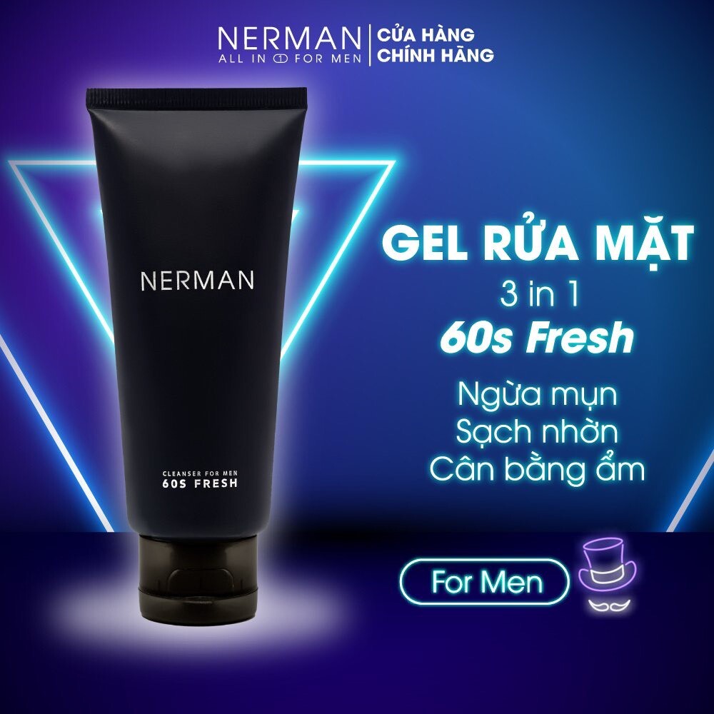 Gel rửa mặt trị mụn Nerman Nano Curcumin 60s Fresh