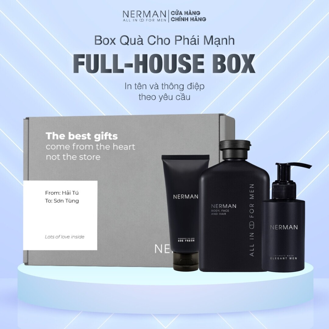Bộ quà tặng FULL HOUSE BOX cho nam – Hộp quà in thông điệp