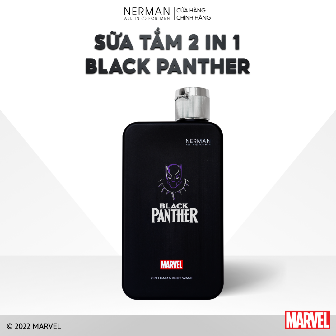 Sữa tắm gội 2in1 Black Panther hương nước hoa cao cấp – Nerman x Marvel