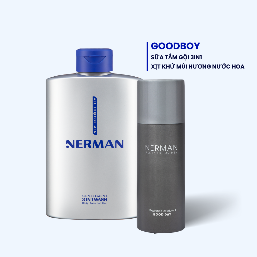 Combo Goodboy Nerman – Sữa tắm gội 3in1 hương nước hoa cao cấp 350ml & Nước hoa khử mùi 100ml