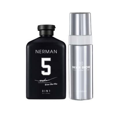 Combo 5 in 1 Nerman-Sữa tắm gội hương nước hoa cao cấp 3in1 180g&Sữa rửa mặt tạo bọt cạo râu 2in1 Nano bạc Silver Snow 1