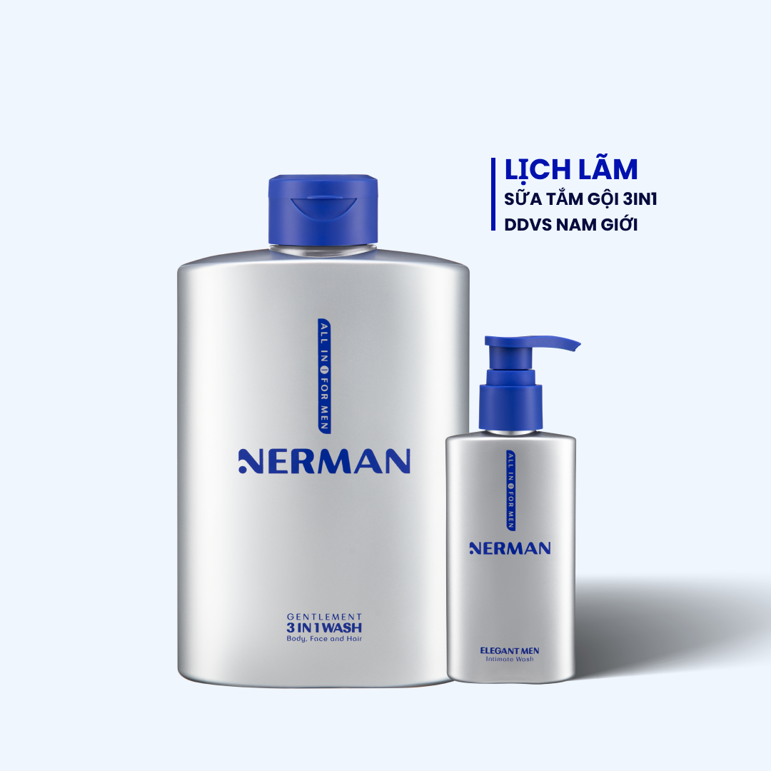 Combo lịch lãm Nerman – Sữa tắm gội hương nước hoa cao cấp 350ml & Gel vệ sinh nam 100ml
