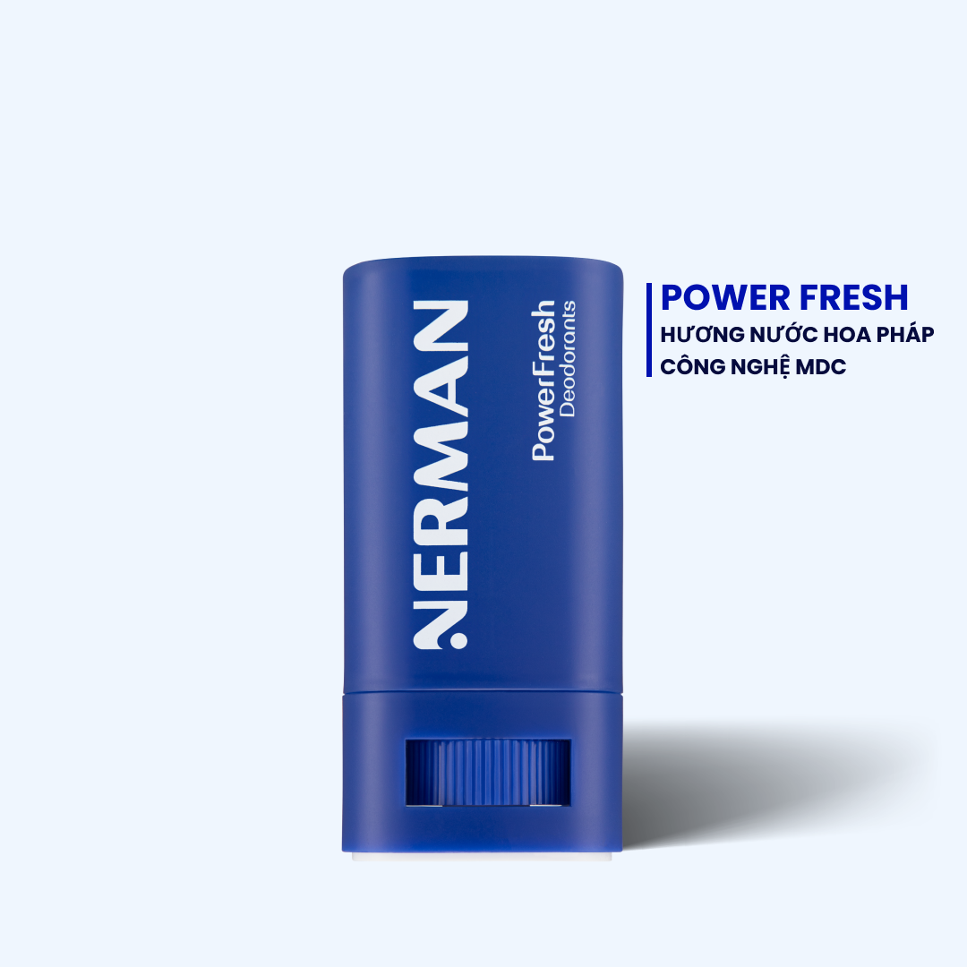 Lăn khử mùi cho nam dạng sáp mát lạnh hương nước hoa cao cấp,không để lại vệt ố vàng,hiệu quả 72h Nerman Power Fresh 18g