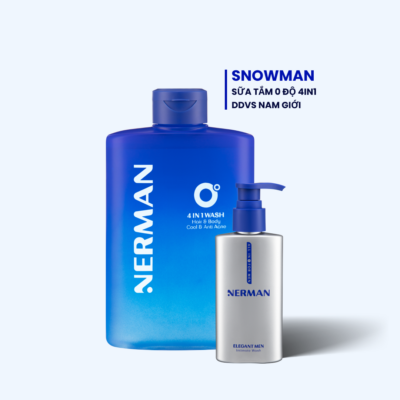 Combo Snow Man Nerman -Sữa tắm gội lạnh 4IN1 330ml & Dung dịch vệ sinh cho nam 100ml