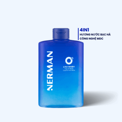 Sữa tắm gội MÁT LẠNH TOÀN THÂN hương nước hoa cao cấp NERMAN 0 Độ 4in1 330ml