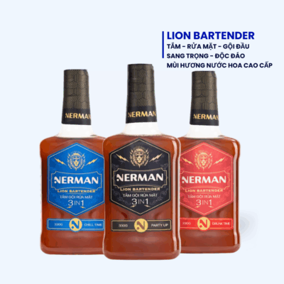 SỮA TẮM GỘI RỬA MẶT 3IN1 NERMAN LION BARTENDER 330G