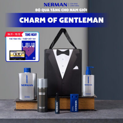 Bộ quà tặng cho nam Charm Of Gentleman – Sữa tắm gội hương nước hoa cao cấp 350ml & DDVS nam 100ml & Xịt khử mùi