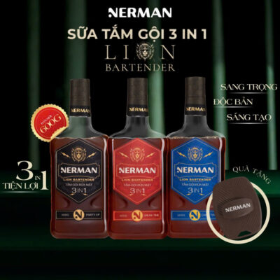 SỮA TẮM GỘI RỬA MẶT 3IN1 NERMAN LION BARTENDER 600G